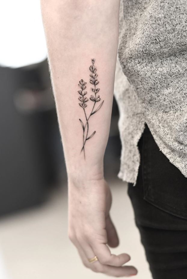 Black & Gray Lavender Tattoo