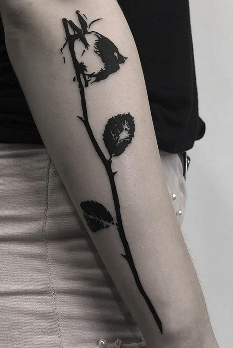 Black and Gray Rose Tattoo