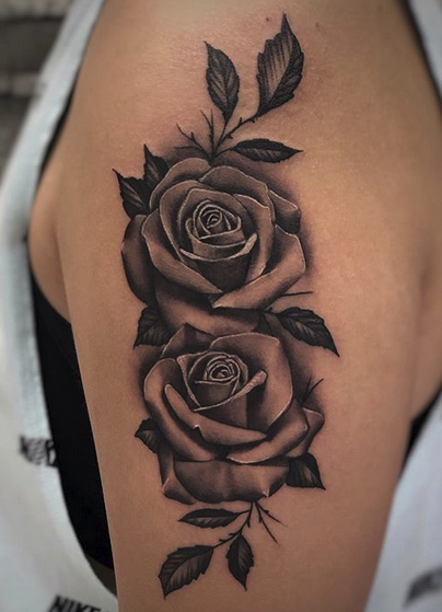 Black and Gray Roses Tattoo