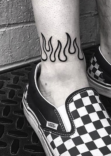 Flames on Ankle Tattoo