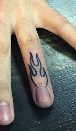 Flames on Finger Tattoo