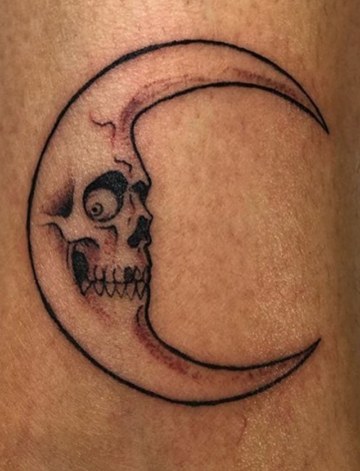 Skull and Moon Tattoo