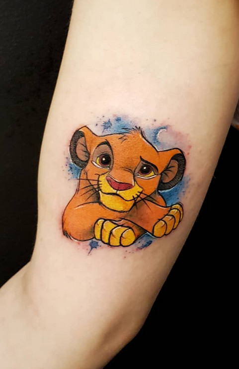 Watercolor Lion King Tattoo
