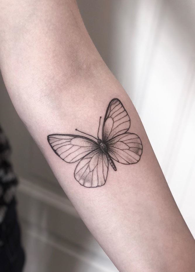 Black And Gray Butterfly Tattoo