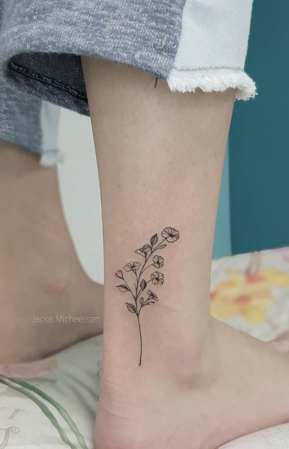 Black And Gray Petunia Flower Tattoo