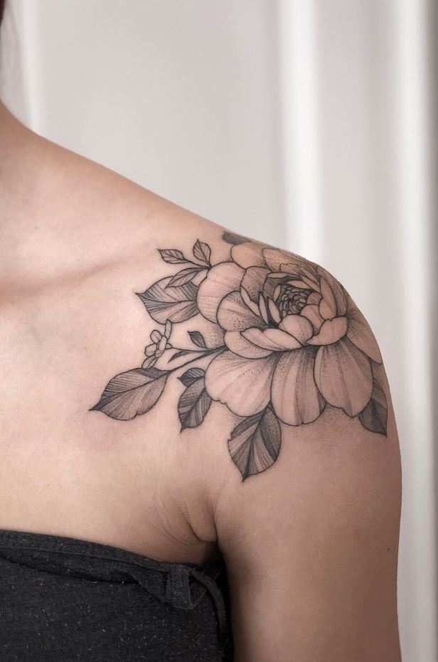 Black & Gray Flower Tattoo