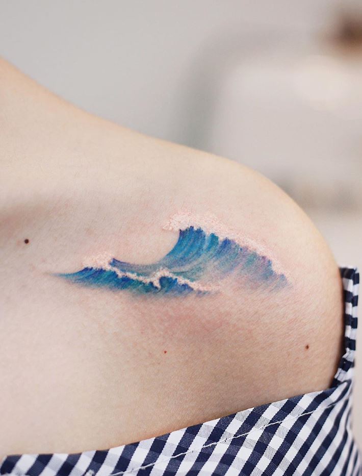 Blue Waves Tattoo