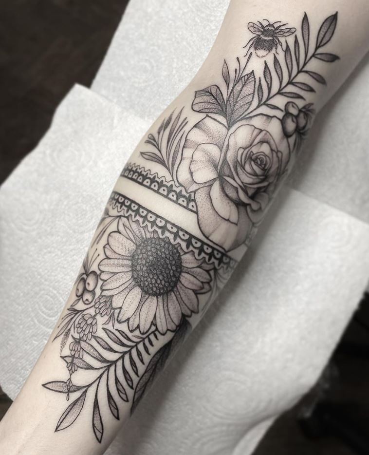Floral Inner Arm Tattoo
