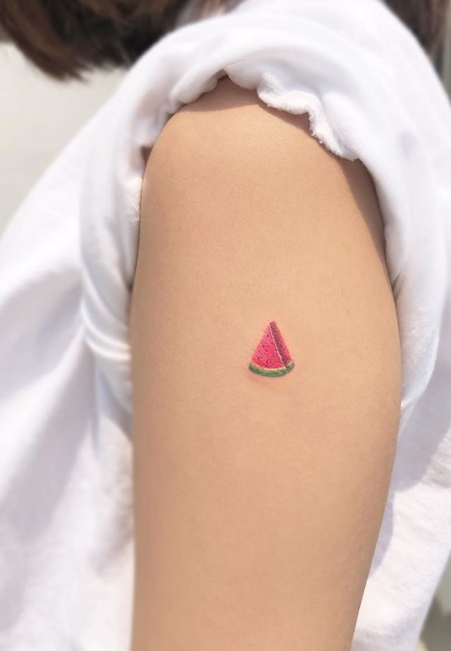Tiny Watermelon Slice Tattoo