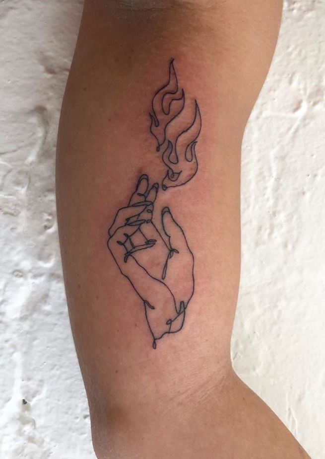 Flame Hand Tattoo