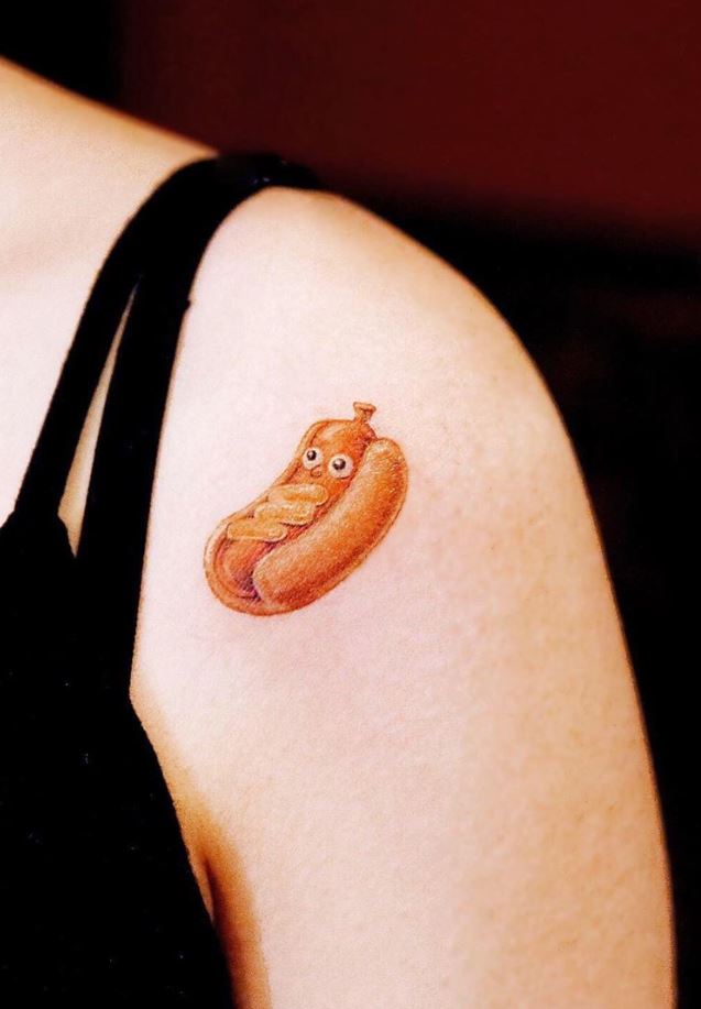 Small Hot Dog Tattoo
