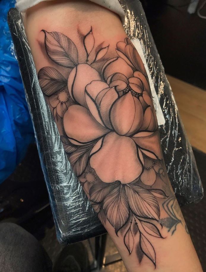 Freehand Flower Tattoo