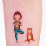 Yoga with a Cat Tattoo