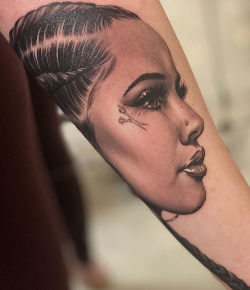 Awesome Girl Face Tattoo